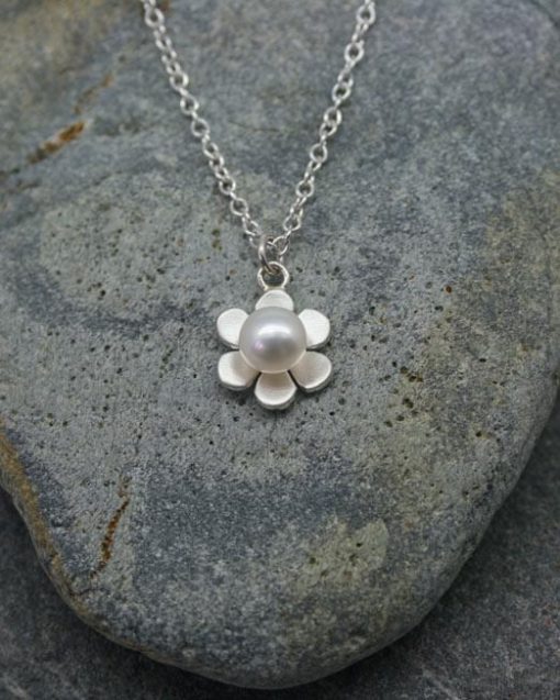 Sterling silver and pearl flower necklace | Starboard Jewellery
