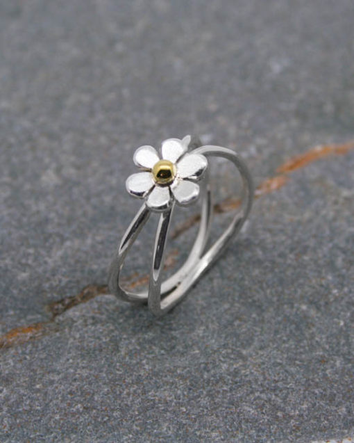 Sterling silver crossover flower ring | Starboard Jewellery